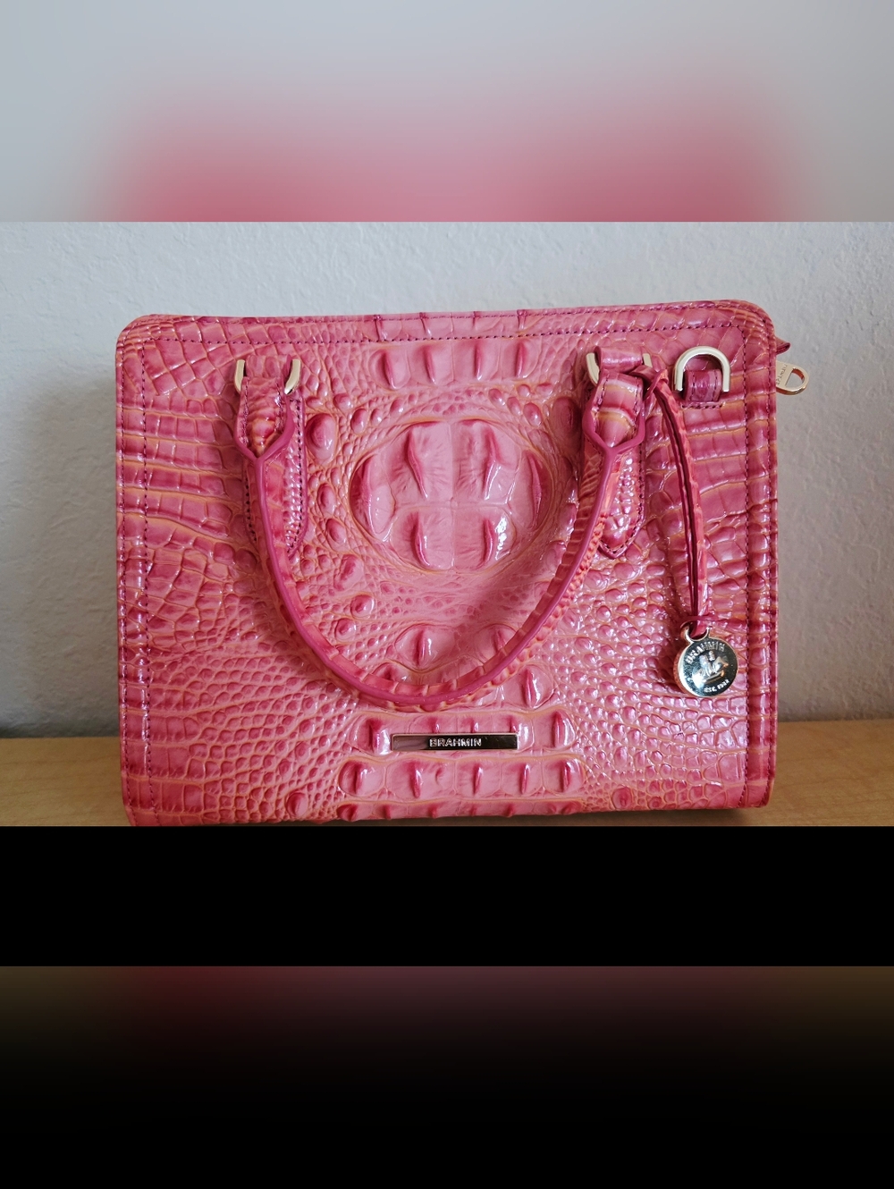 Brahmin Coral Croc-Embossed Purse